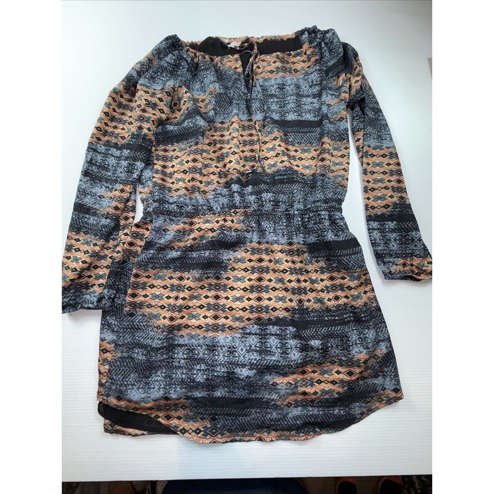 WAYF Women's Multicolor patterned mini Long Sleeve Hobo dress XL